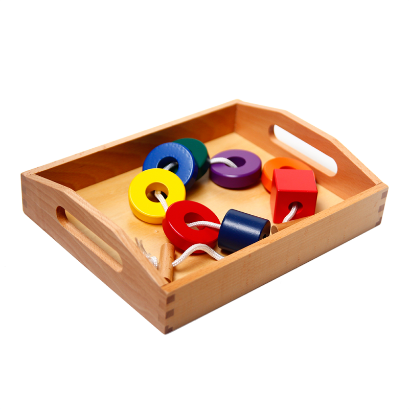 Stringing Beads- Wooden Tray – Stages Learning Materials