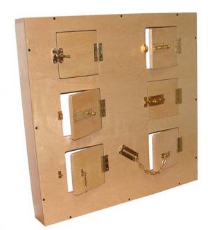 7.52.4 Wooden Wall Panel with Locks and Latches E & O Montessori Materials